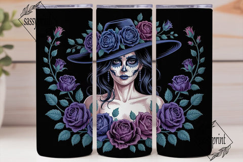 Gothic Sugar Skull 20oz Tumbler Wrap Sublimation sassyprint 