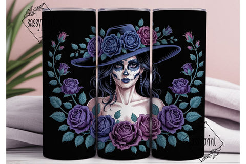 Gothic Sugar Skull 20oz Tumbler Wrap Sublimation sassyprint 