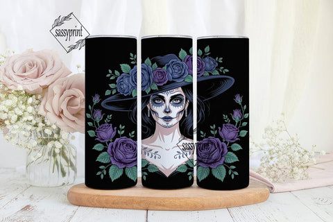 Gothic Sugar Skull 20oz Tumbler Wrap Sublimation sassyprint 