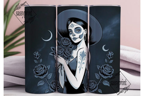Gothic Sugar Skull 20oz Tumbler Wrap Sublimation sassyprint 