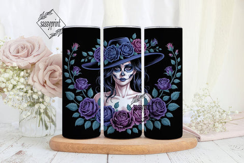 Gothic Sugar Skull 20oz Tumbler Wrap Sublimation sassyprint 