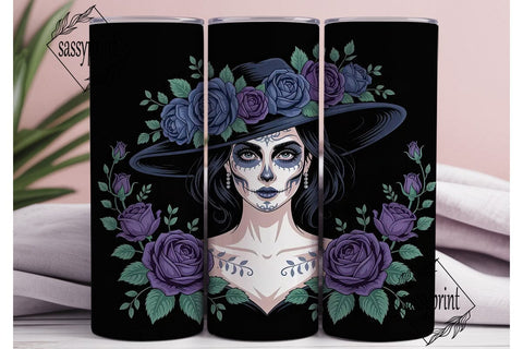 Gothic Sugar Skull 20oz Tumbler Wrap Sublimation sassyprint 