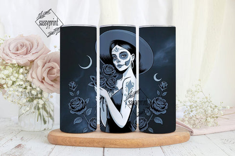 Gothic Sugar Skull 20oz Tumbler Wrap Sublimation sassyprint 