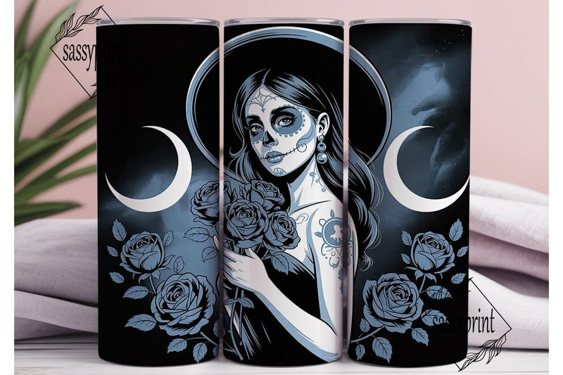 Gothic Sugar Skull 20oz Tumbler Wrap Sublimation sassyprint 