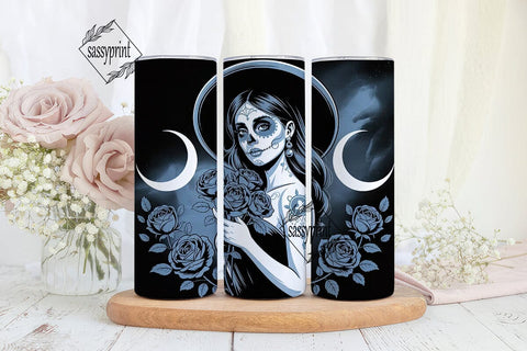 Gothic Sugar Skull 20oz Tumbler Wrap Sublimation sassyprint 