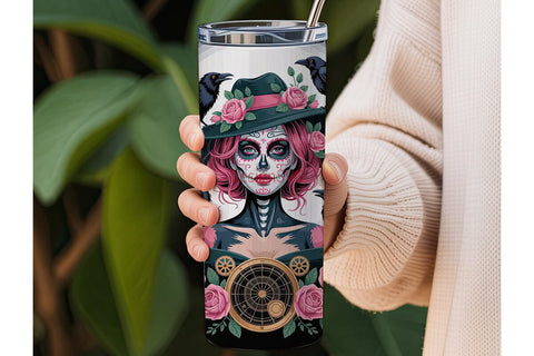 Gothic Sugar Skull Beauty 20oz Tumbler Sublimation DesignSVG 