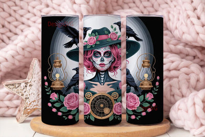 Gothic Sugar Skull Beauty 20oz Tumbler Sublimation DesignSVG 