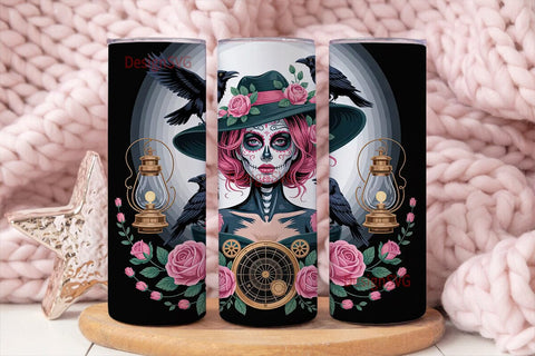 Gothic Sugar Skull Beauty 20oz Tumbler Sublimation DesignSVG 