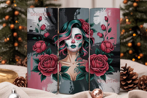 Gothic Sugar Skull Beauty 20oz Tumbler Sublimation DesignSVG 