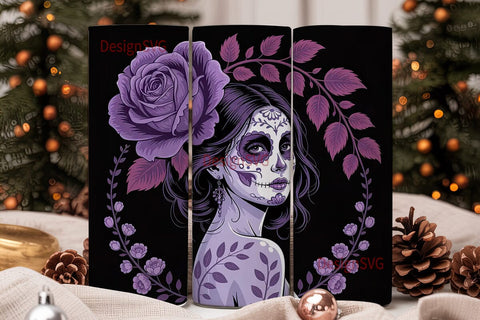 Gothic Sugar Skull Girl 20oz Tumbler Sublimation DesignSVG 