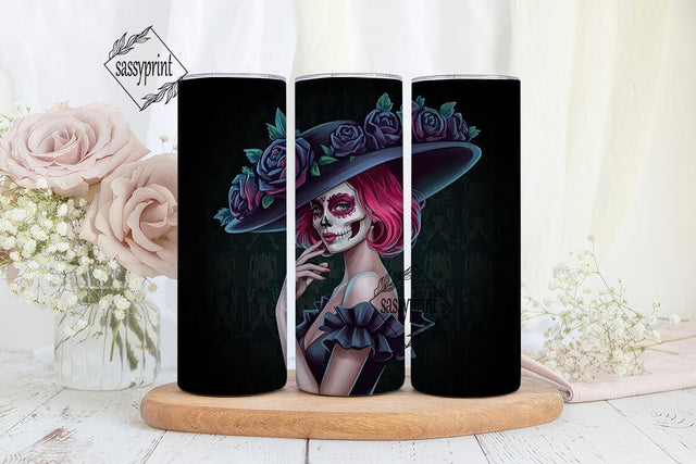 Gothic Sugar Skull Girl 20oz Tumbler Sublimation sassyprint 