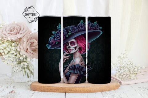 Gothic Sugar Skull Girl 20oz Tumbler Sublimation sassyprint 