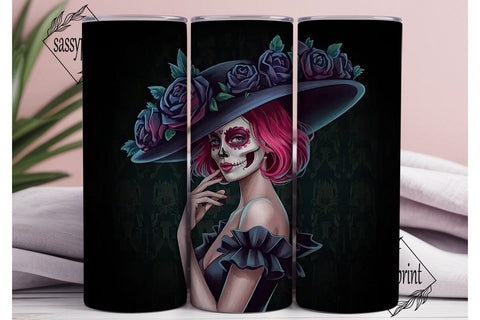 Gothic Sugar Skull Girl 20oz Tumbler Sublimation sassyprint 