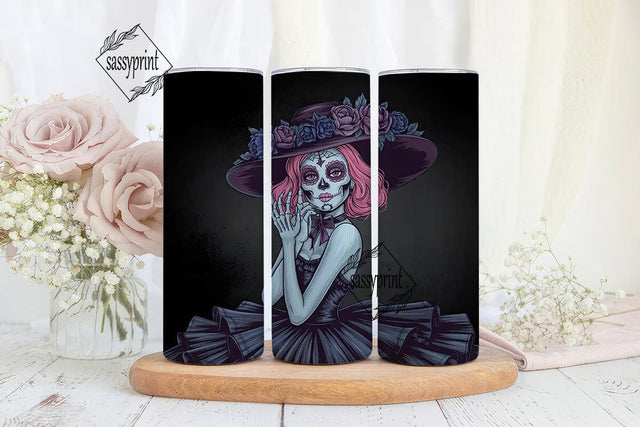 Gothic Sugar Skull Girl 20oz Tumbler Sublimation sassyprint 