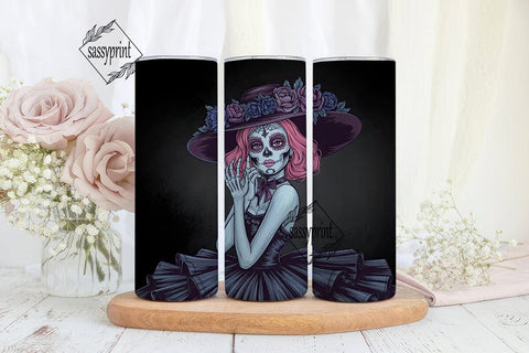 Gothic Sugar Skull Girl 20oz Tumbler Sublimation sassyprint 