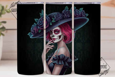 Gothic Sugar Skull Girl 20oz Tumbler Sublimation sassyprint 