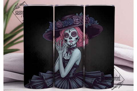 Gothic Sugar Skull Girl 20oz Tumbler Sublimation sassyprint 