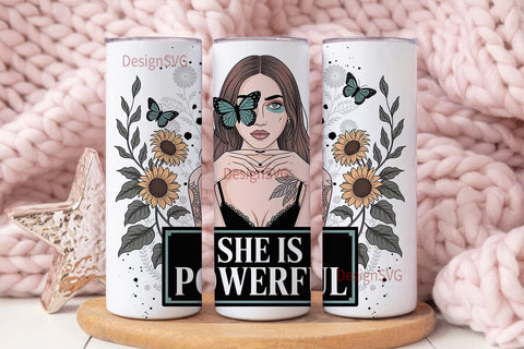 Gothic Sunflower Butterfly 20oz Tumbler Sublimation DesignSVG 