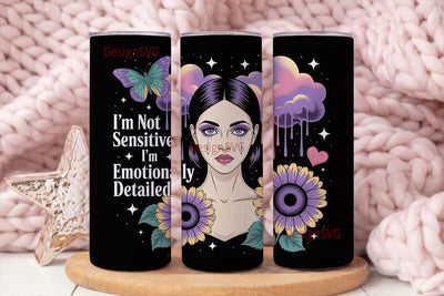 Gothic Sunflower Girl 20oz Tumbler Wrap Sublimation DesignSVG 