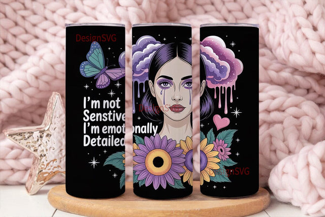 Gothic Sunflower Girl 20oz Tumbler Wrap Sublimation DesignSVG 