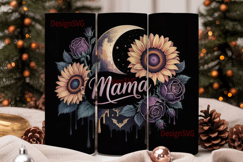 Gothic Sunflower Mama 20oz Tumbler Wrap Sublimation DesignSVG 