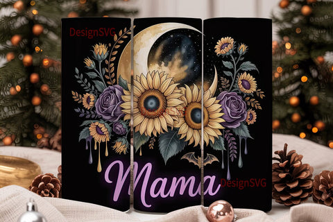 Gothic Sunflower Mama 20oz Tumbler Wrap Sublimation DesignSVG 