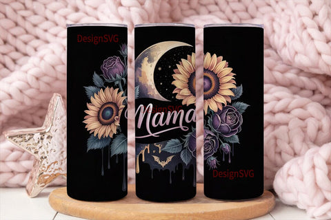 Gothic Sunflower Mama 20oz Tumbler Wrap Sublimation DesignSVG 