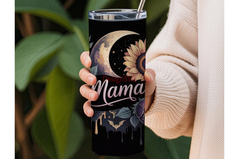 Gothic Sunflower Mama 20oz Tumbler Wrap Sublimation DesignSVG 
