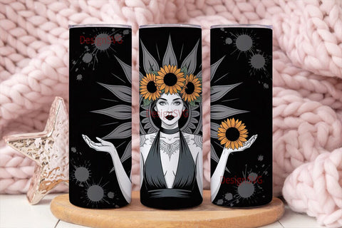 Gothic Sunflower Mandala 20oz Tumbler Sublimation DesignSVG 