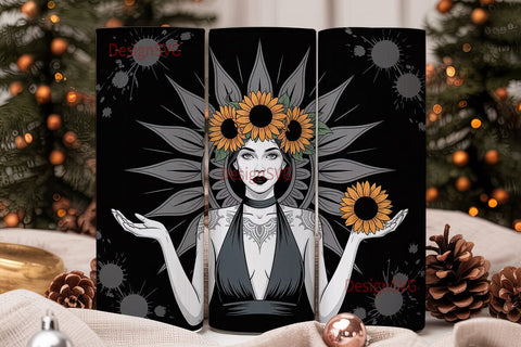 Gothic Sunflower Mandala 20oz Tumbler Sublimation DesignSVG 
