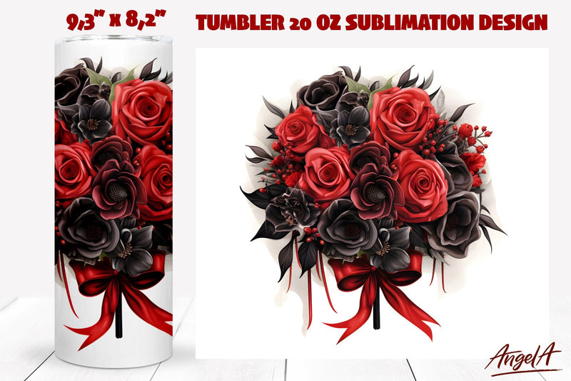 Gothic tumbler wrap, bouquet of roses Sublimation Angelina Semenova 