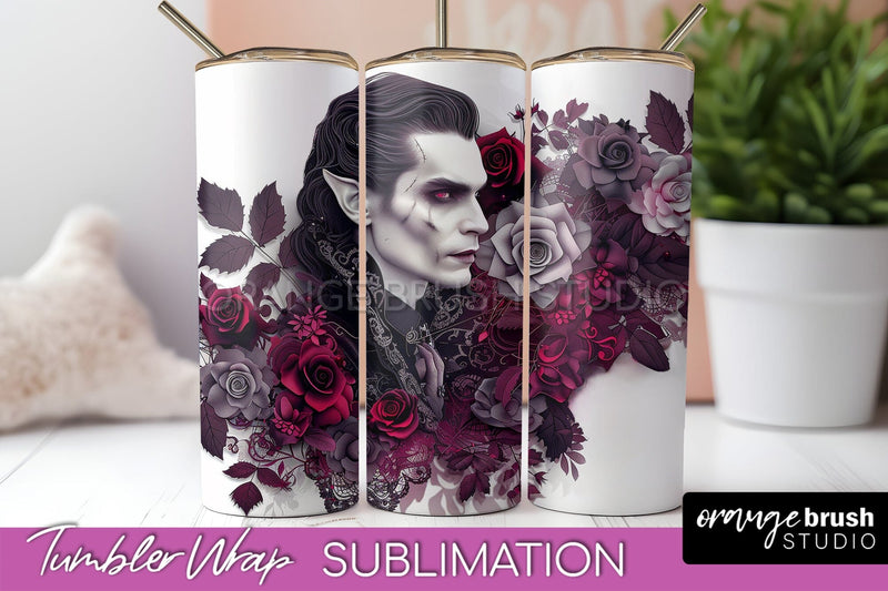 Gothic Tumbler Wrap - Dark Academia Tumbler Sublimation Sublimation OrangeBrushStudio 