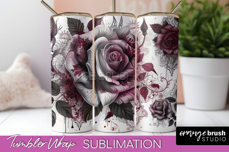 Gothic Tumbler Wrap - Dark Academia Tumbler Sublimation Sublimation OrangeBrushStudio 