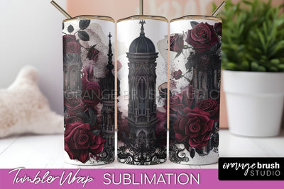 Gothic Tumbler Wrap - Dark Academia Tumbler Sublimation Sublimation OrangeBrushStudio 
