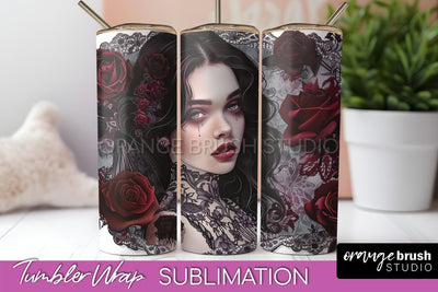 Gothic Tumbler Wrap - Dark Academia Tumbler Sublimation Sublimation OrangeBrushStudio 