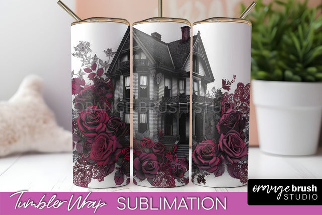 Gothic Tumbler Wrap - Dark Academia Tumbler Sublimation Sublimation OrangeBrushStudio 