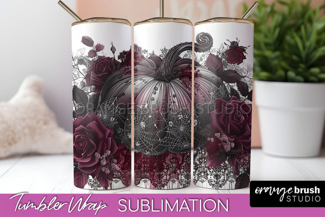 Gothic Tumbler Wrap - Dark Academia Tumbler Sublimation Sublimation OrangeBrushStudio 
