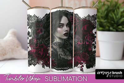 Gothic Tumbler Wrap - Dark Academia Tumbler Sublimation Sublimation OrangeBrushStudio 