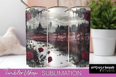 Gothic Tumbler Wrap - Dark Academia Tumbler Sublimation Sublimation OrangeBrushStudio 