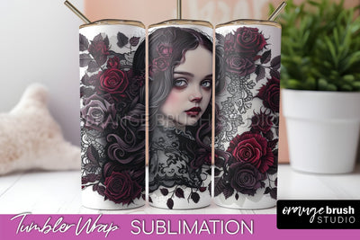 Gothic Tumbler Wrap - Dark Academia Tumbler Sublimation Sublimation OrangeBrushStudio 