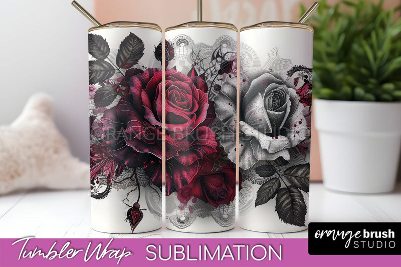 Gothic Tumbler Wrap - Dark Academia Tumbler Sublimation Sublimation OrangeBrushStudio 
