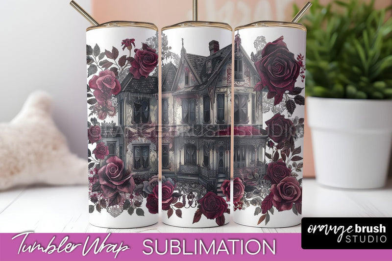 Gothic Tumbler Wrap - Dark Academia Tumbler Sublimation Sublimation OrangeBrushStudio 