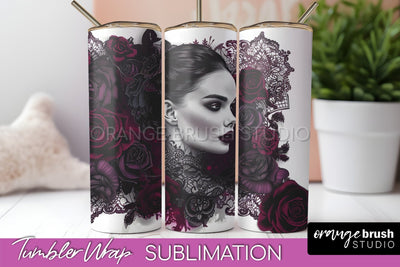 Gothic Tumbler Wrap - Dark Academia Tumbler Sublimation Sublimation OrangeBrushStudio 