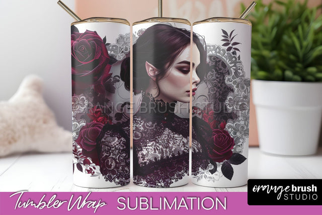 Gothic Tumbler Wrap - Dark Academia Tumbler Sublimation Sublimation OrangeBrushStudio 