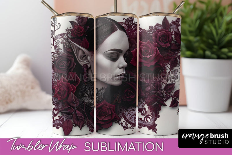 Gothic Tumbler Wrap - Dark Academia Tumbler Sublimation Sublimation OrangeBrushStudio 