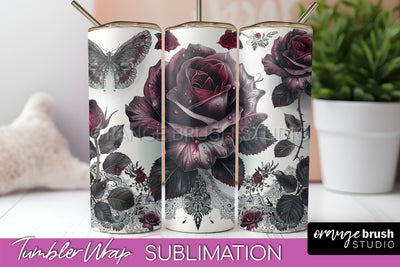 Gothic Tumbler Wrap - Dark Academia Tumbler Sublimation Sublimation OrangeBrushStudio 