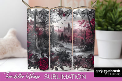 Gothic Tumbler Wrap - Dark Academia Tumbler Sublimation Sublimation OrangeBrushStudio 