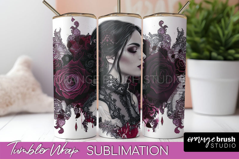 Gothic Tumbler Wrap - Dark Academia Tumbler Sublimation Sublimation OrangeBrushStudio 
