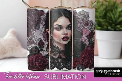 Gothic Tumbler Wrap - Dark Academia Tumbler Sublimation Sublimation OrangeBrushStudio 