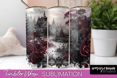 Gothic Tumbler Wrap - Dark Academia Tumbler Sublimation Sublimation OrangeBrushStudio 
